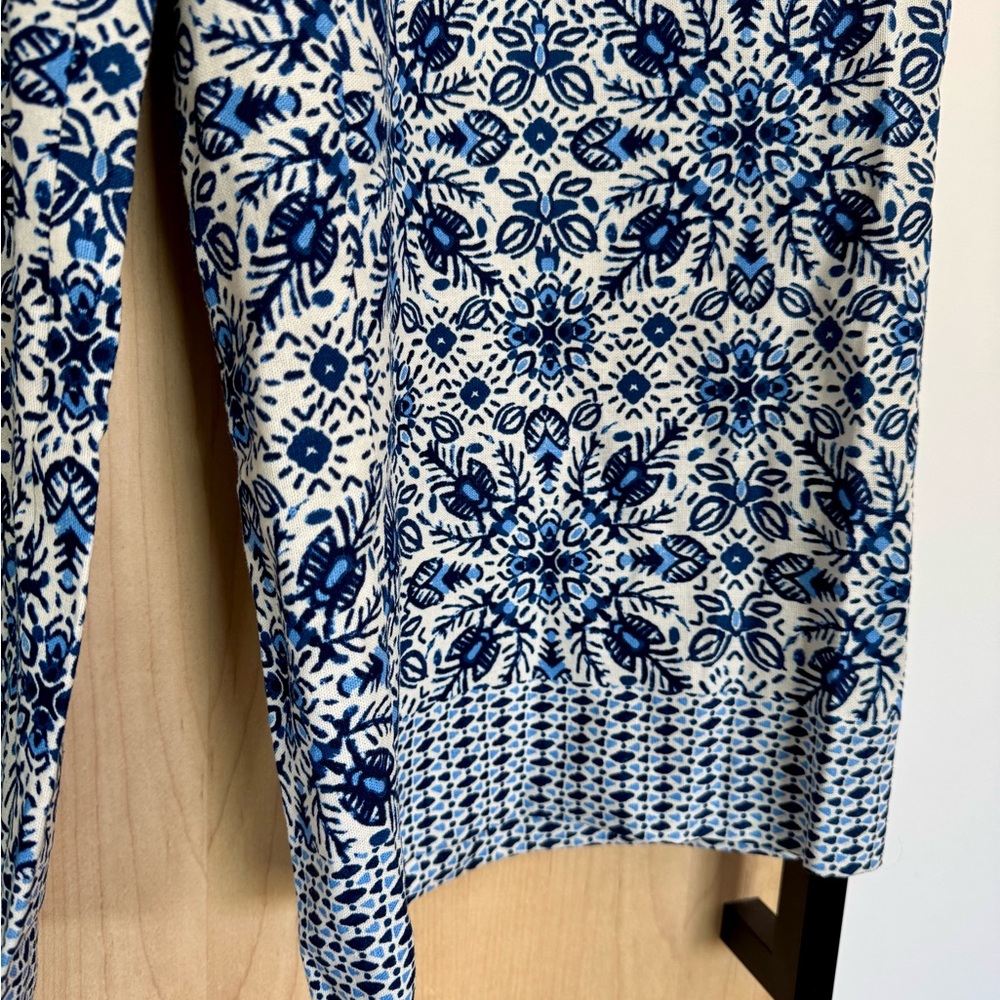 Joie Linen Blend Wide Leg Cropped Blue White Boho Tie Waist Pant Size 10. - Picture 6 of 7